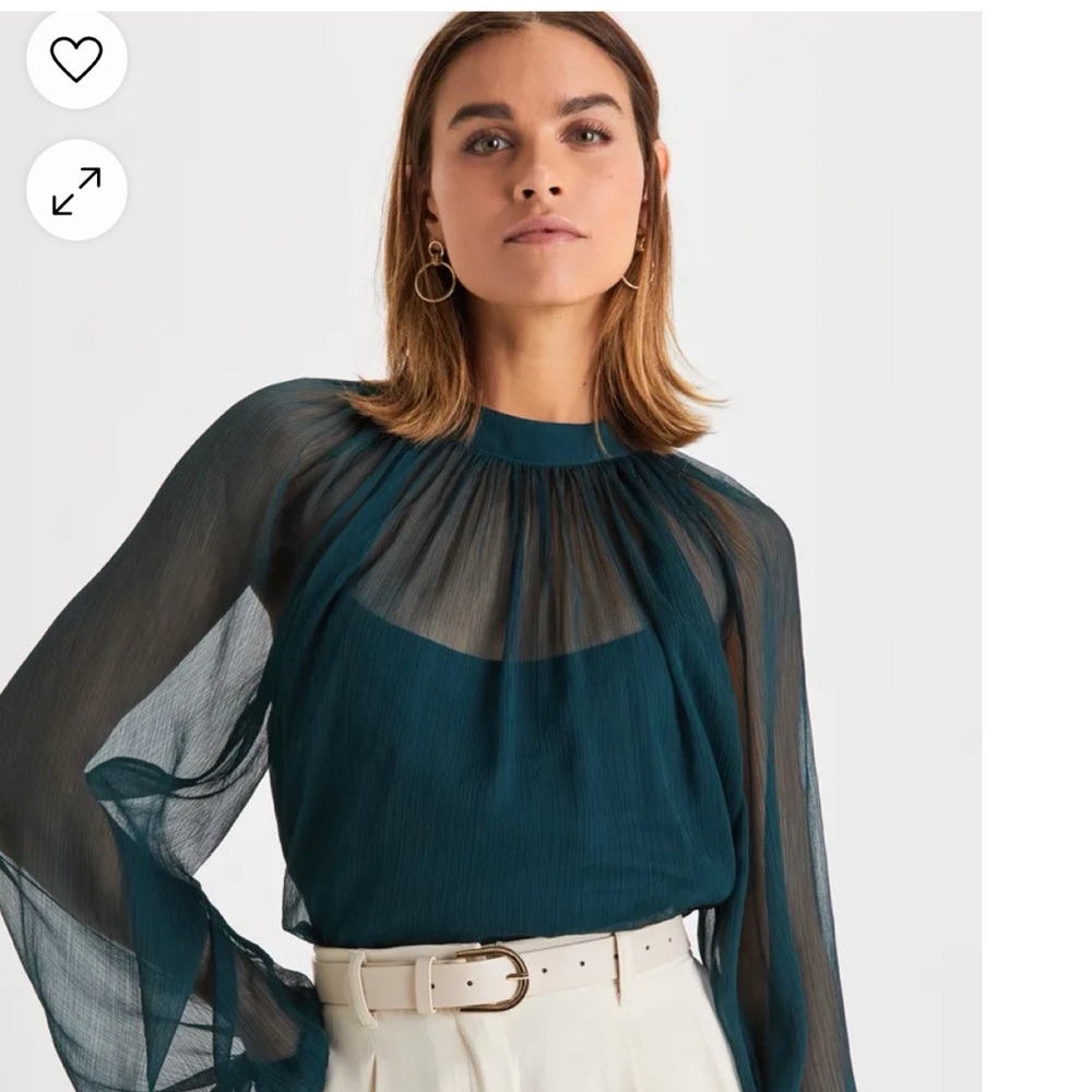 Perfect top for the holidays! Gorgeous green blouse. Work only 2 times.
